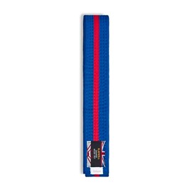 Martial Arts Cotton Striped Coloured Grading Belt - Blue Belt With Red Stripe (250cm)