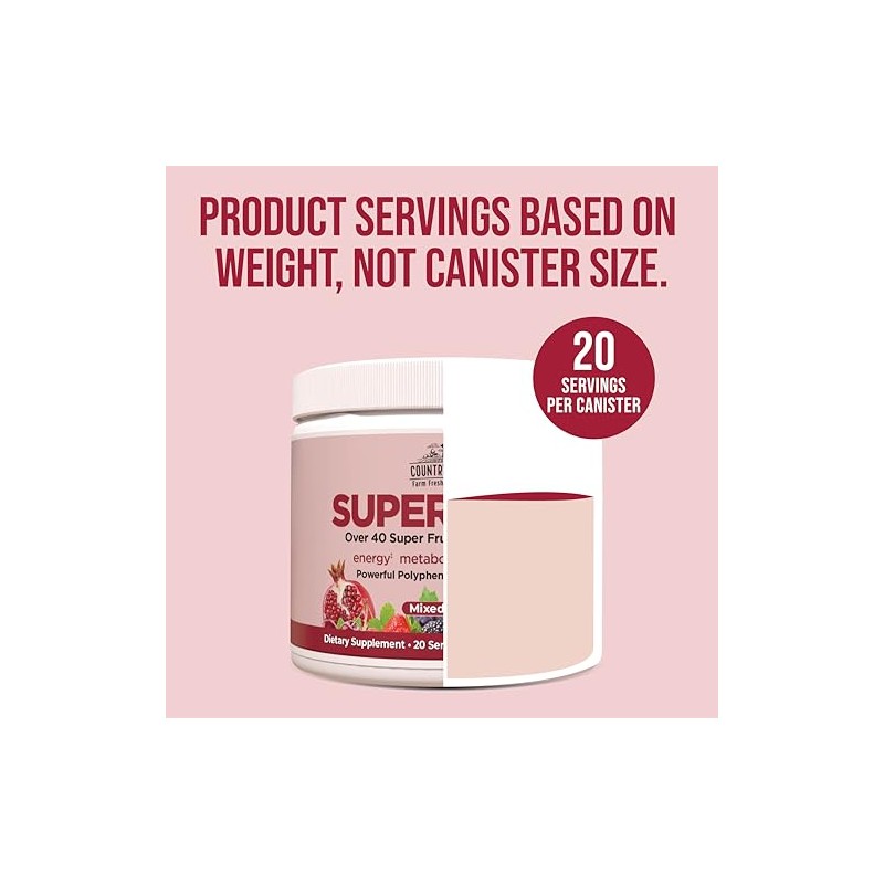 Country Farms Super Reds Energizing Polyphenol Superfood, Antioxidants, Drink Mix,