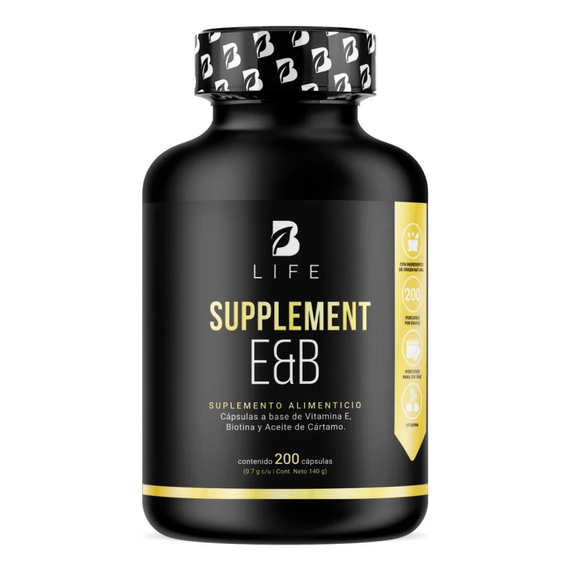 Vitamina E + Biotina, Poderoso Antioxidante 200 Cápsulas B Life