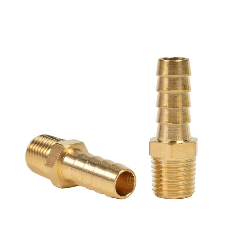 2 Pack Brass Hose Fitting, Adapter, 3/8" Barb x 1/4"