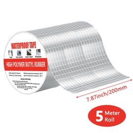 Butyl Tape - Waterproof Sealing Tape, Heavy Duty Silver Flashing Aluminum Foil Tape for Leak Patching, RV Repair, Window, Roofing, Glass & EDPM Roof Leak Patching, Boat and Pipe Sealing(20cm x 5m)