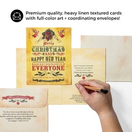 Divinity Boutique Boxed Christmas Cards:"Merry Christmas & Happy New Year" - Set Of 18,Multicolored,5x7 Inch,24881