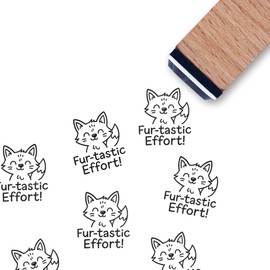 Fox Teacher Rubber Stamp, 3/5 Inch Small Mini Stamp for Scrapbooking Card Making Planner