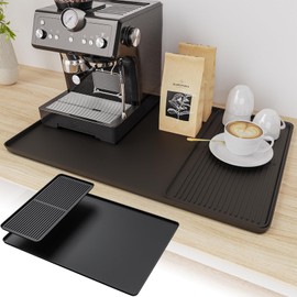 2-in-1 Coffee Mat & Dish Drying Mat Coffee Bar Mats for Countertop Coffees Matt for Counter Silicone Coffees Espresso Machine Station Mats Under coffe Maker Spill Matt Countertops Pot 24×16inch