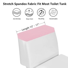 AZHCHKE Toilet Tank Lid Cover, Bathroom Stretch Washable Spandex Toilet Tank Protector Cover with Elastic Bottom, Pink