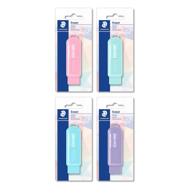 STAEDTLER Eraser in beautiful pastel colours, with practical plastic sleeve,