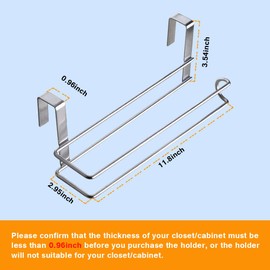 Paper Towel Hanger Holder Stainless Steel Kitchen Roll Paper Towel Holder Tissue Hanger Organizer Rack for Kitchen Under Cabinet Over Door (Paper Towel Holder)