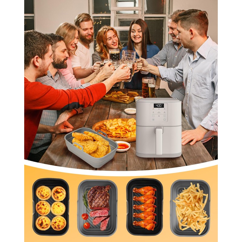 Air Fryer Silicone Liners Collapsible 2-Pack for bella 6Qt(5lb) Slim