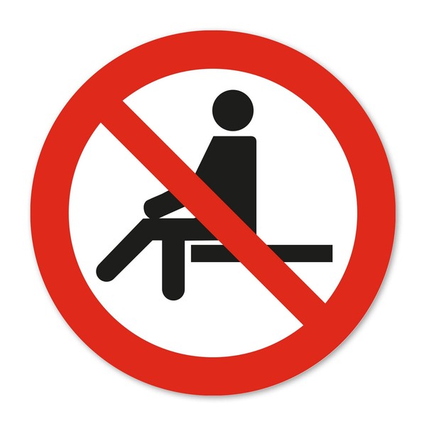 Prohibition Sticker P018 Sitting Prohibited According to DIN EN ISO