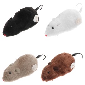 Pack of 4 Wind Up Mice Racing Rats Realistic Plush Mice Cat Hunter Wind-up Mouse Toys Mini Hunting Rat Plush Mice with Swirling (Random Colour)