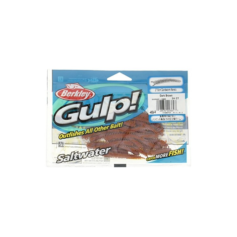 Berkley Gulp Saltwater Sandworm - Dark Brown - 10 Pk