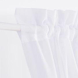 PONY DANCE Side Door Window Curtains for Front Door, French Door Curtain for Small Window Sidelight, White Voile Sheer Rod Pocket Kitchen Door Curtains with Tieback, 1 Panel, White, 60W X 72L