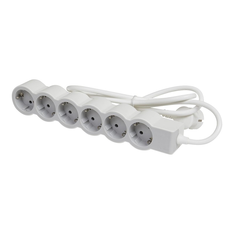 LEGRAND, Flat Power Strip, 6-Way Socket, Multiple Socket, 5 Metre