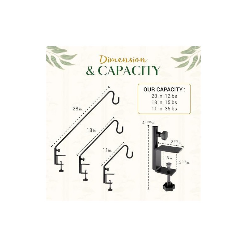 Railing Hook Upgraded Bird Feeder Hanger for Railing, 28inch Deck