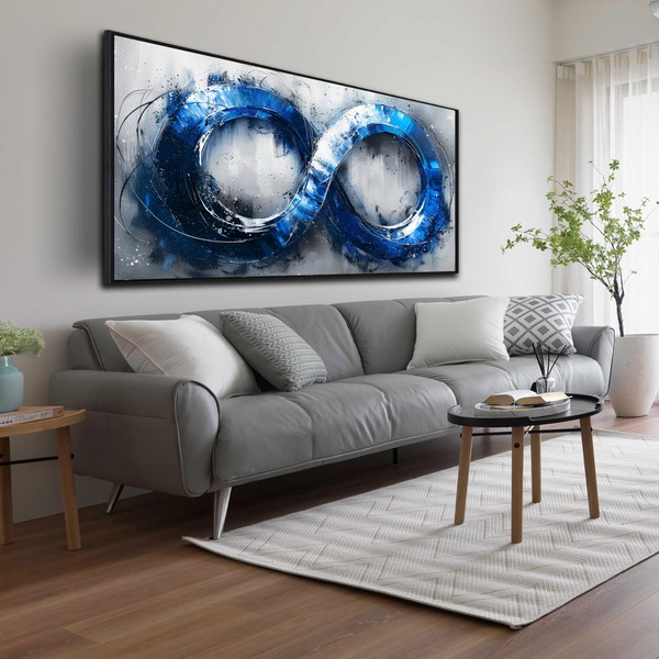 Ouzzlie Blue Picture Wall Decor for Living Room Office Abstract