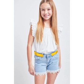 BAOKELAN Girls Elastic No Buckle Belts Boys Adjustable Stretch Invisible Belt Yellow