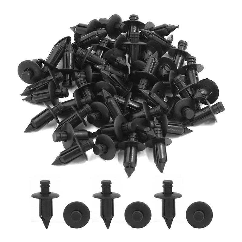 '50x Black Plastic Door Trim Push Pins Gurthalteband Rivets for