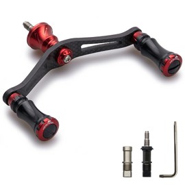 HEIGHTEN 3.5 inches (90 mm) Reel Handle for Shimano Daiwa Universal 1.5K Carbon Cloth Carbon Crank Handle for Spinning Reel Chess Series (Black & Red) (241)