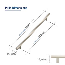 JOY DECOR 5 Pack Cabinet Handles, Brushed Nickel Cabinet Pulls, 10 in Hole Center Kitchen Cabinet Handles, Stainless Steel T Bar Handles for Dresser Drawers