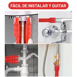 RUISTLI Herramientas 14 en 1 para Llaves para Fregadero de Cocina-Baño,Llave Stilson Cespol para Lavabo de Baño,Llave Inglesa Multifuncional,Llave de Plomero Ajustable