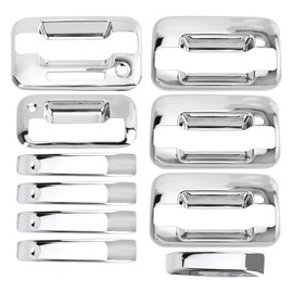 Carbhub 5 Pack Driver and Passenger Side Silver Tone Car Exterior Outside Door Handle Cover with Tailgate Covers Decor Trim for Ford F-150 4DR 2004-2014