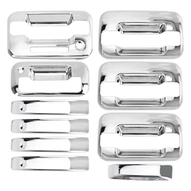 Carbhub 5 Pack Driver and Passenger Side Silver Tone Car Exterior Outside Door Handle Cover with Tailgate Covers Decor Trim for Ford F-150 4DR 2004-2014