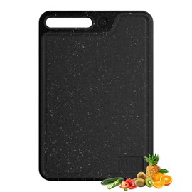 AiQInu Plastic Chopping Board, 37 x 25 cm, Rectangular Cutting Board with Non-Slip Handles, Kitchen Chopping Boards Dishwasher Safe, Black
