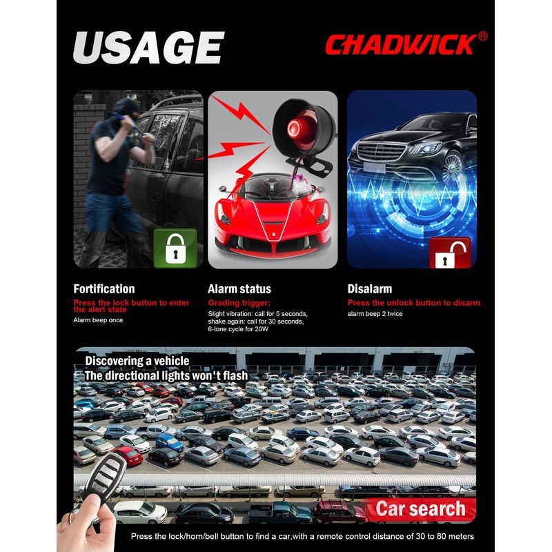 CHADWICK Car Horn Siren Alarm For 12V DC Car, Universal,