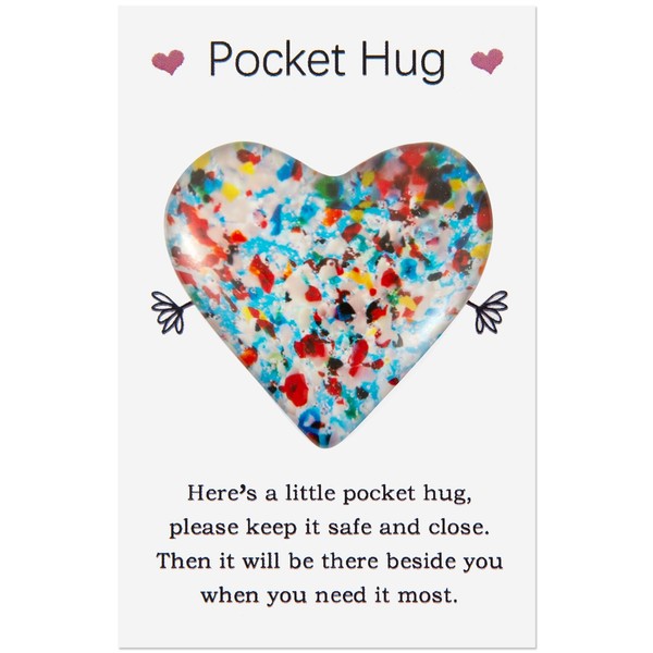 Pocket Hugs Heart, Thinking of You Gifts, Keepsake Gifts for Women Friends, Go to University School Gifts, Positive Good Luck Gifts for Birthday Wedding Christmas Mothers Day Valentines (Multicolor)