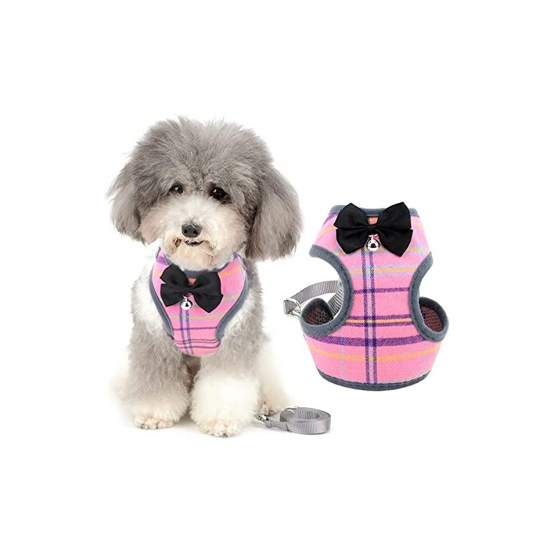 Arnés Ajustable para Gato y Perro, Anti-Escape con Correa (Rosa,M)