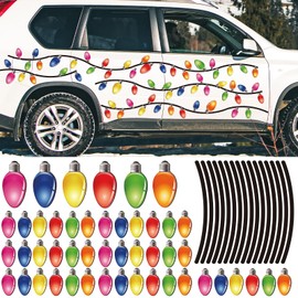Bememo 116 Pcs Christmas Car Decorations Magnetic Christmas Decor 84 Light Bulb Magnets 32 Cute Xmas Wires Car Magnet Refrigerator Decal for Holiday Garage