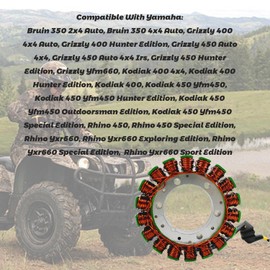 LOONGPART Magneto Stator Coil Compatible With Yamaha Grizzly 660 YFM 660 Rhino 660 YXR660 2002-2008 5KM-81410-00-00 5GH-81410-00-00 5ND-81410-00-00