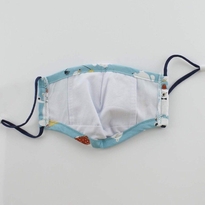 Children Small Fitted Printed Cotton Cloth Face Mask w/Filter Pocket