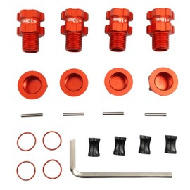 10mm Extended Wheel Hex Hub Adapter 14mm to 17mm – Aluminum Upgrade with Anti-Dust Cap Nuts – Compatible with ARRMA 1/10 3S Senton, Granite, Vorteks, Infraction, Big Rock, Vendetta (Red)