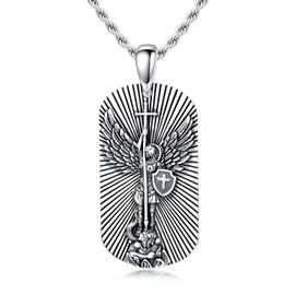 SLIACETE 925 Sterling Silver St Michael/St Christopher Necklace for Men Women Saint Michael Pendant Chain Protection Amulet Archangel Michael Jewellery Gifts, Sterling Silver, No Gemstone