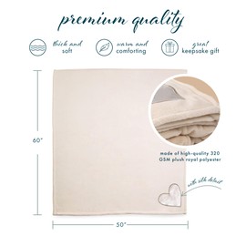 Pavilion Gift Company 19501 Comfort Loving Memory Thick Warm 320 GSM Royal Plush Throw Blanket, Cream