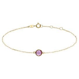 Lucardi - Women's Bracelet Made of 585 Yellow Gold with Birthstone Pendant, October - Bracelet - 585 Gold - Yellow Gold - 18.50 cm - Nickel Free, 585 gold, Birthstone