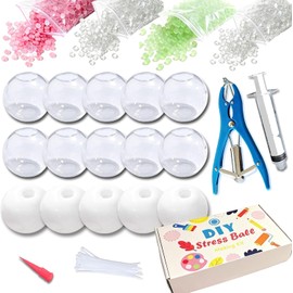 Donpidd DIY Stress Ball Making Kit 15 TPR Skins,4.2 oz Fillers,1 Vacuum Tool,20 Cable Tie for Create ASMR Anxiety Relief Toys Crunchy Relaxing (1 Set)