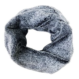 stylesilove Women Ultra Soft and Warm Striped Faux Fur Infinity Scarf (Black)