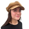 CRAGGI Baker Boy Newsboy Cap Camel Brown Velvet Women's Hat,