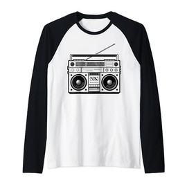 Retro Tape Deck Box Raglan Baseball Tee
