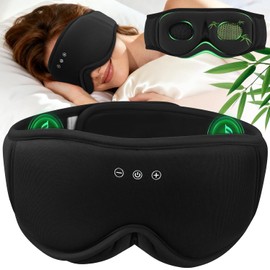 MUSICOZY Sleep Mask Headphones Bluetooth 5.4 | 3D Bamboo Cotton Sleep Headphone with Ultra-Silent Strap for Side Sleepers,100% Blackout Eye Mask with Headphones & 16H Play for hot & Light Sleepers