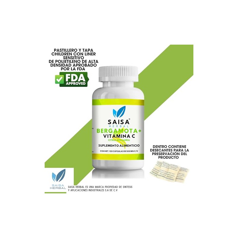Bergamota Cítrica Y Vitamina C 120 Cápsulas Saisa Herbal