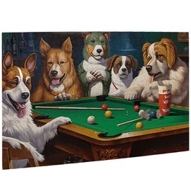 Puzzles for Adults 500 Pieces Jigsaw Puzzles Dogs Playing Pool Billiards Formation Wooden to Explore and Enjoy Gifts Home Decoration 20.4 x 14.9 in