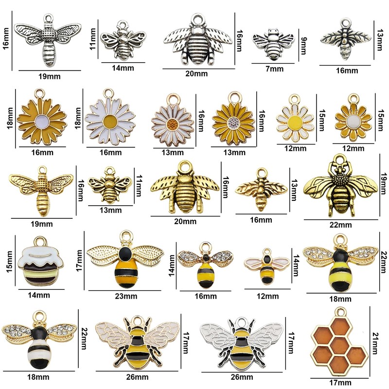 Wasise Bee Charms - 25PCS Bee Charms for Crafting, Cute