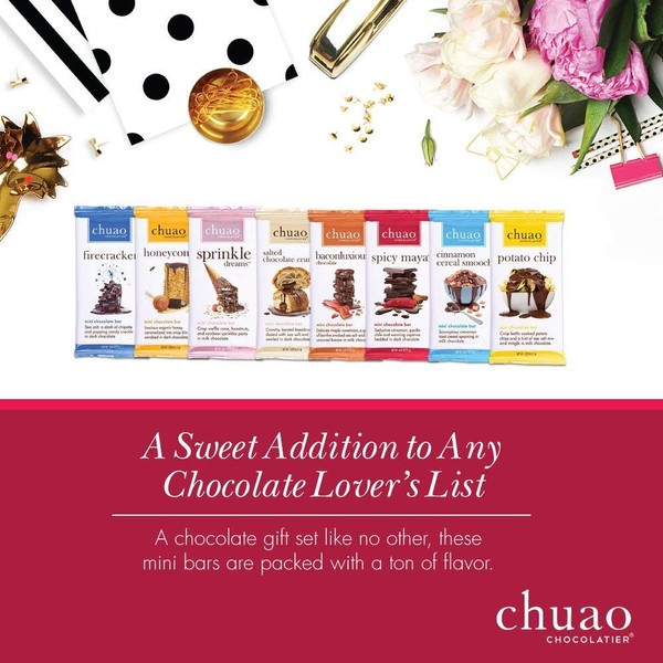 Chuao Chocolatier Assorted Dark & Milk Mini Gourmet Chocolate Bars Chocolate Gift Box, 16-Piece (0.39 oz. each)