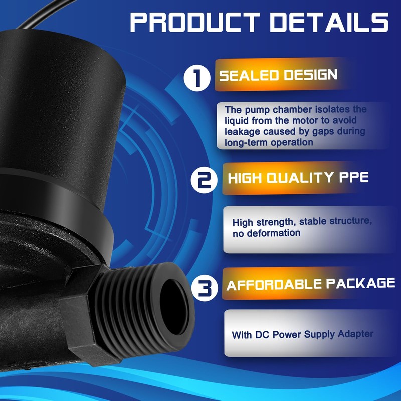 Threlaco DC 12V Solar Hot Water Heater Circulation Pump with