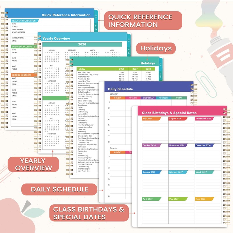 Teacher Planner 2026-2027 - Teacher Lesson Planners 2026-2027 from July