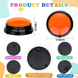 4 Pcs Game Buzzers for Trivia Games Show Answer Recordable Button for Classroom Learning Resources Dog Buttons Talk Pet Clicker for Training Communication Toy Family Feud Jeopardy Buzzer with Sound