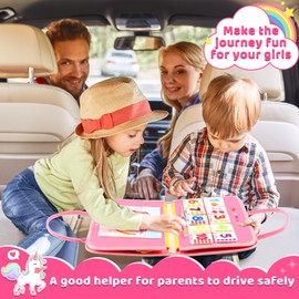 Gontence Busy Board for Children - 20-1 Activity Board Montessori Toy for 2 3 4 5 Years Girls Boys Motor Skills Learning Toy Toddler Sensory Toy Quiet Book Unicorn Gifts, Pink